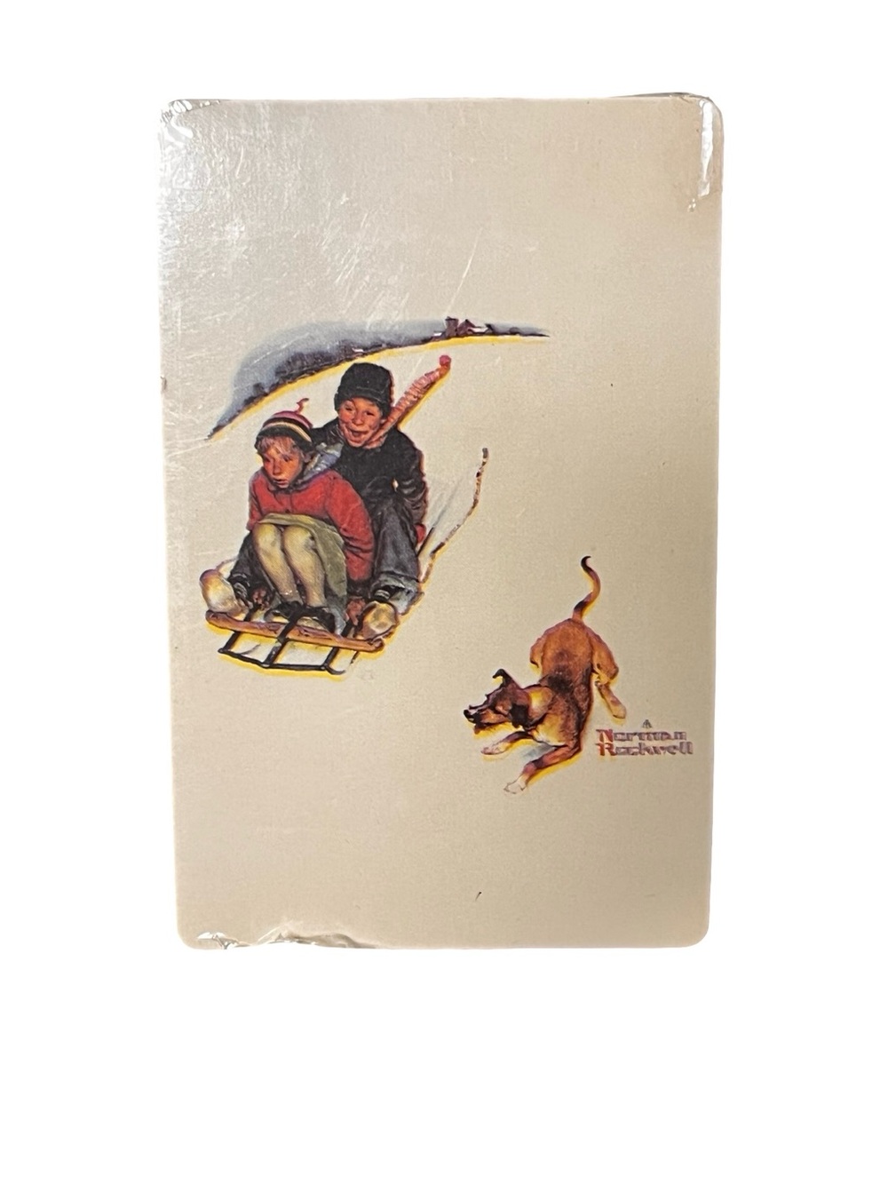 NIP Vtg Norman Rockwell Trump Playing Cards Deck Winter Sledding Holiday Family